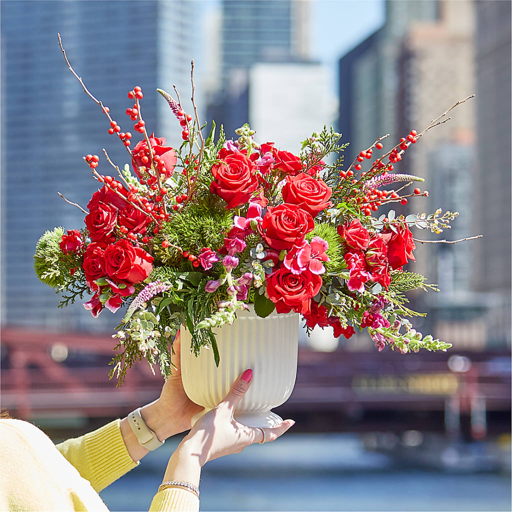 Big Red Bow Bouquet – VERL'S CREATION FLORIST, Dallas TX