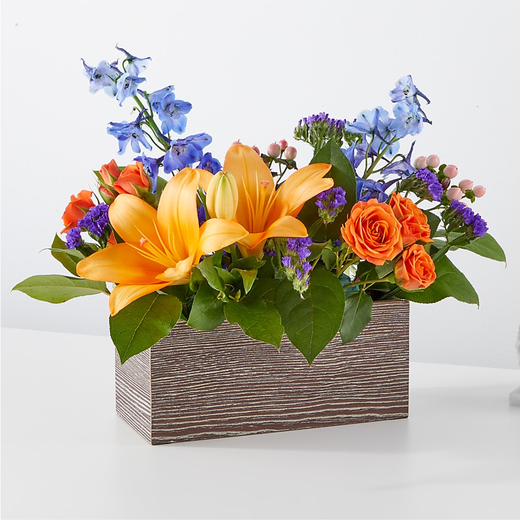 Radiant Citrus Box Bouquet – VERL'S CREATION FLORIST, Dallas TX
