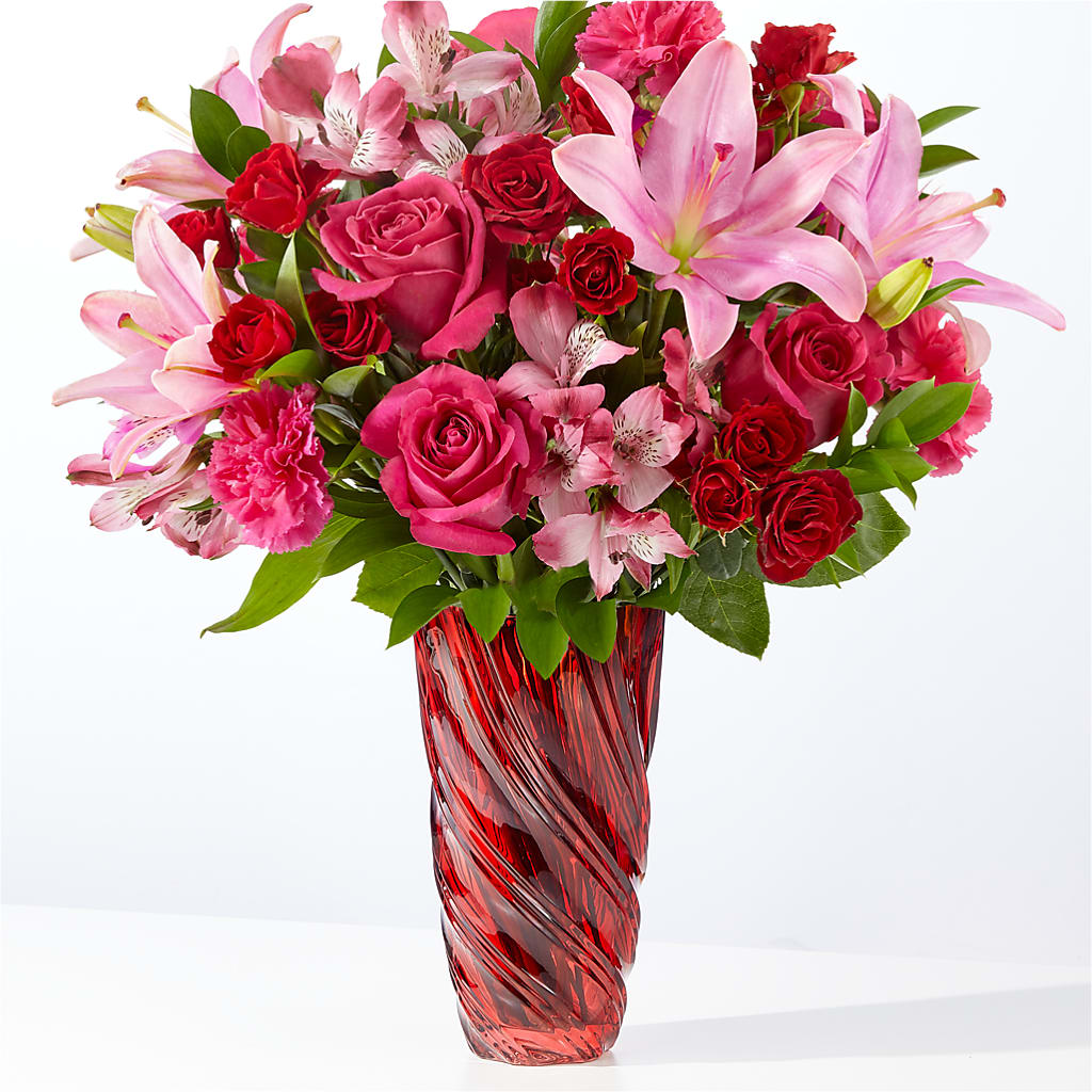 In Love Bouquet with Luxe Swirl Vase – VERL'S CREATION FLORIST, Dallas TX