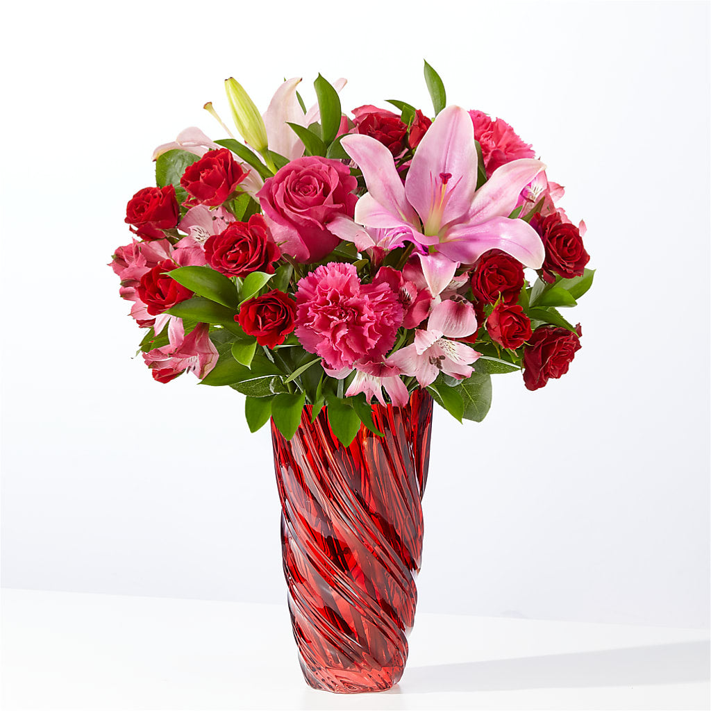 In Love Bouquet with Luxe Swirl Vase – VERL'S CREATION FLORIST, Dallas TX