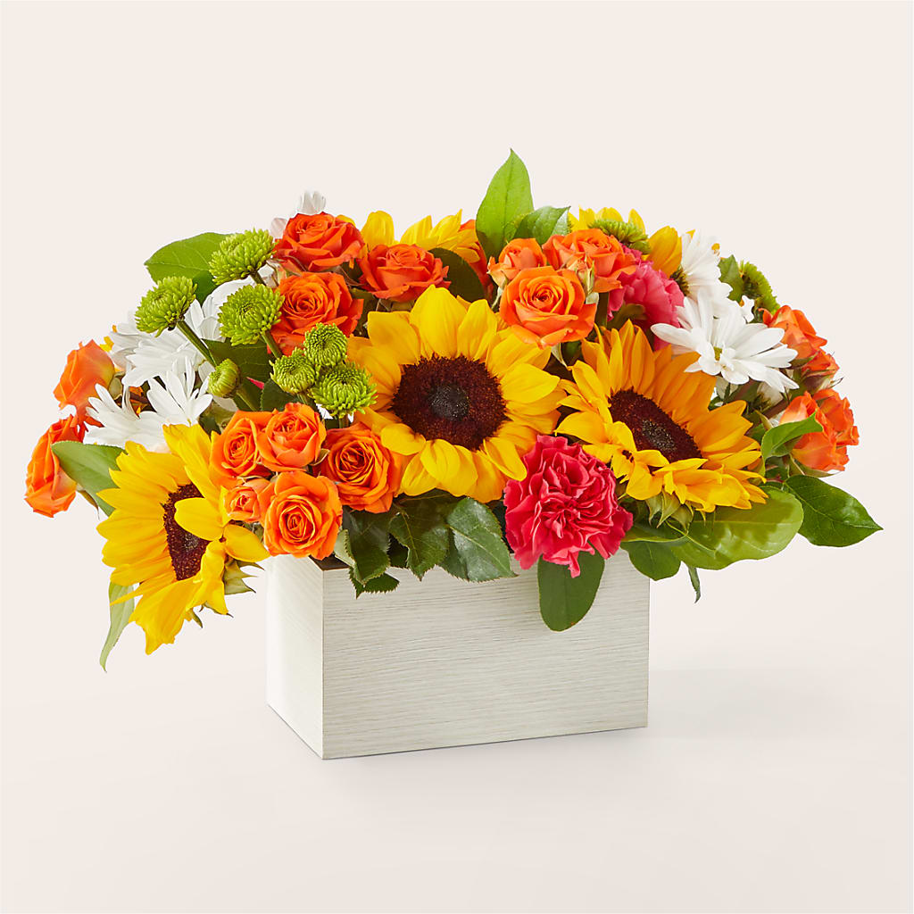 Sun-drenched Blooms Box Bouquet – VERL'S CREATION FLORIST, Dallas TX