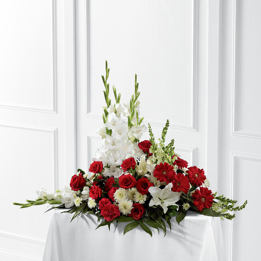 Crimson & White Arrangement – VERL'S CREATION FLORIST, Dallas TX