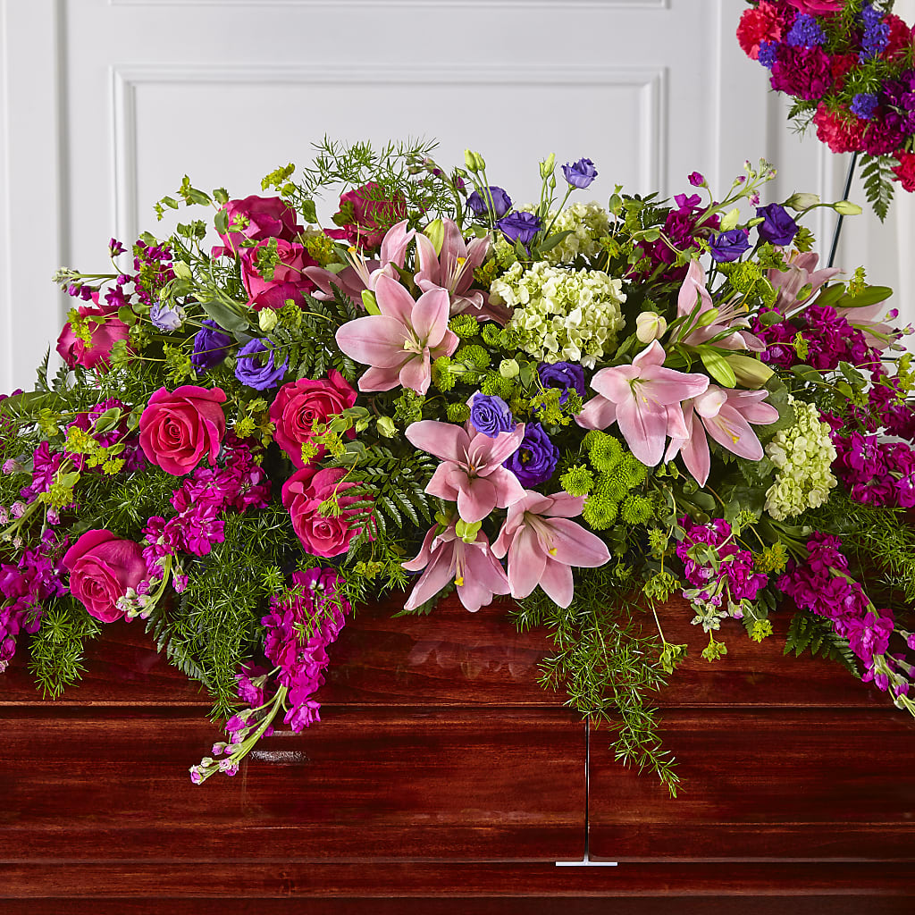 Radiant Tribute Casket Spray – VERL'S CREATION FLORIST, Dallas TX