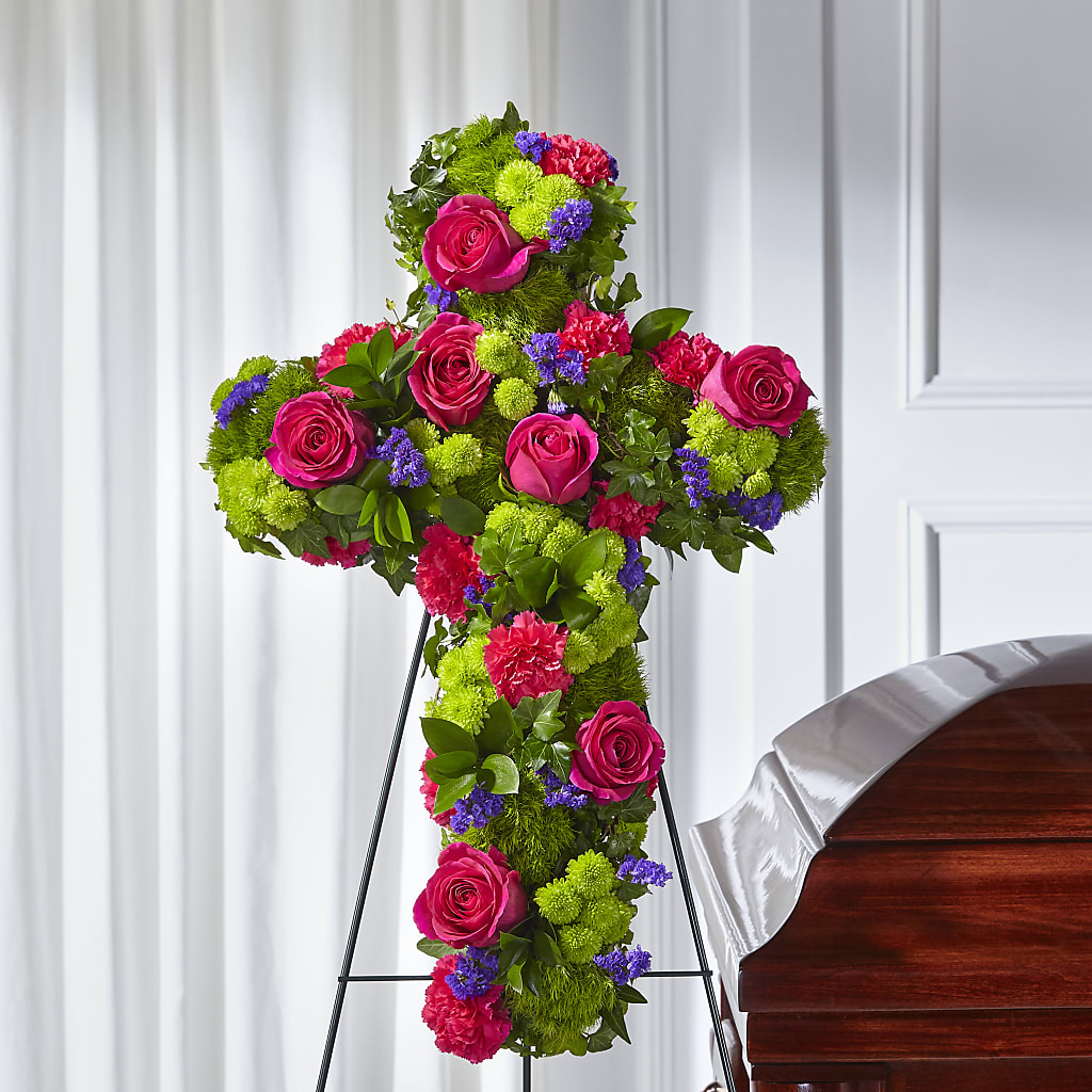 Tribute Rose Floral Cross – VERL'S CREATION FLORIST, Dallas TX