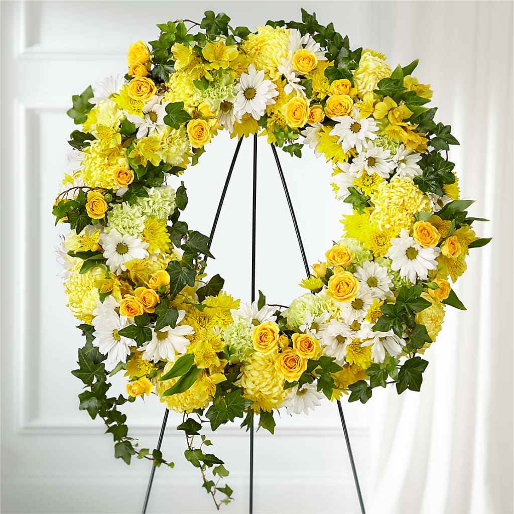 Golden Remembrance Wreath – VERL'S CREATION FLORIST, Dallas TX