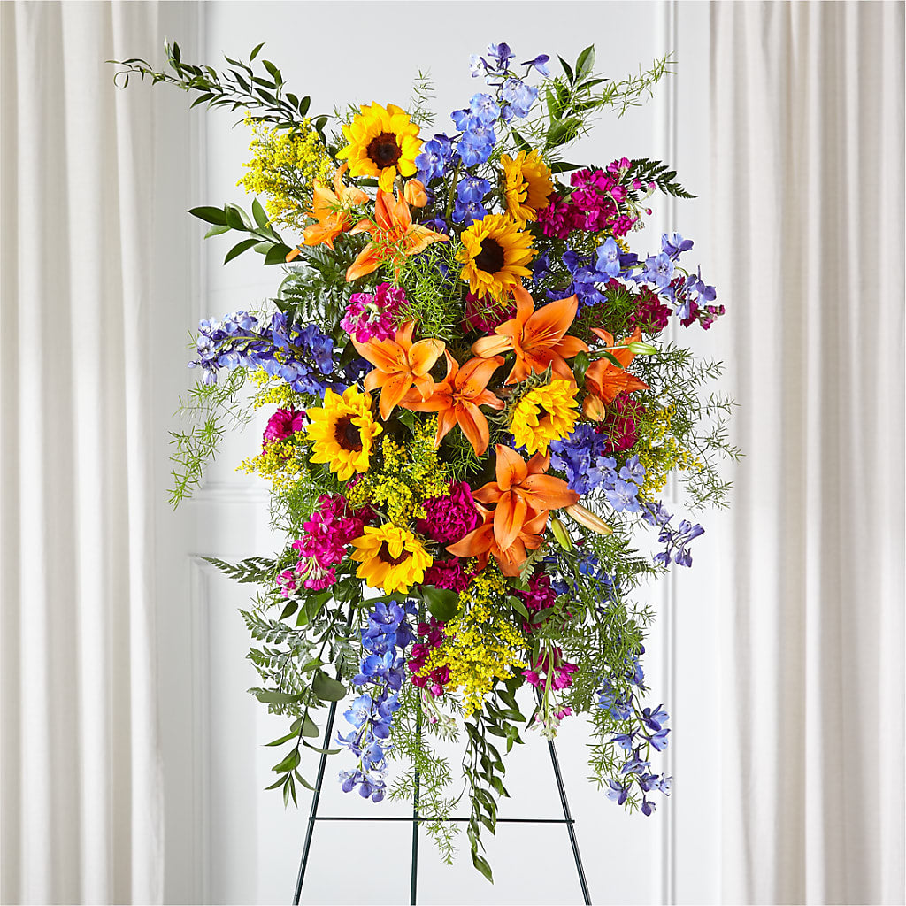 Sunlit Memories Standing Spray (Standard) – VERL'S CREATION FLORIST, Dallas TX