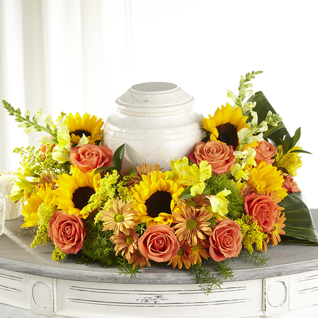 Faithful Sunflower Cremation Adornment – VERL'S CREATION FLORIST, Dallas TX