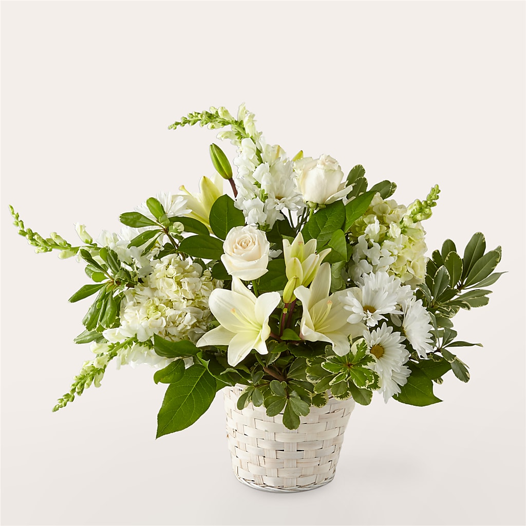 Ivory Elegance Floral Basket – VERL'S CREATION FLORIST, Dallas TX
