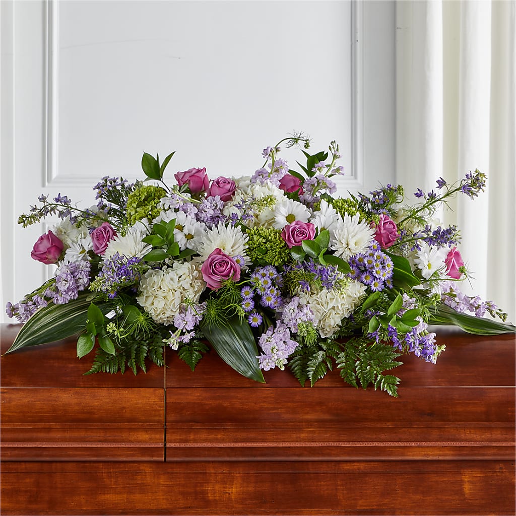 Meadows of Serenity Casket Spray – VERL'S CREATION FLORIST, Dallas TX