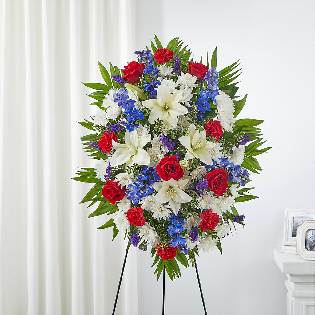 Cherished Service Standing Spray – VERL'S CREATION FLORIST, Dallas TX