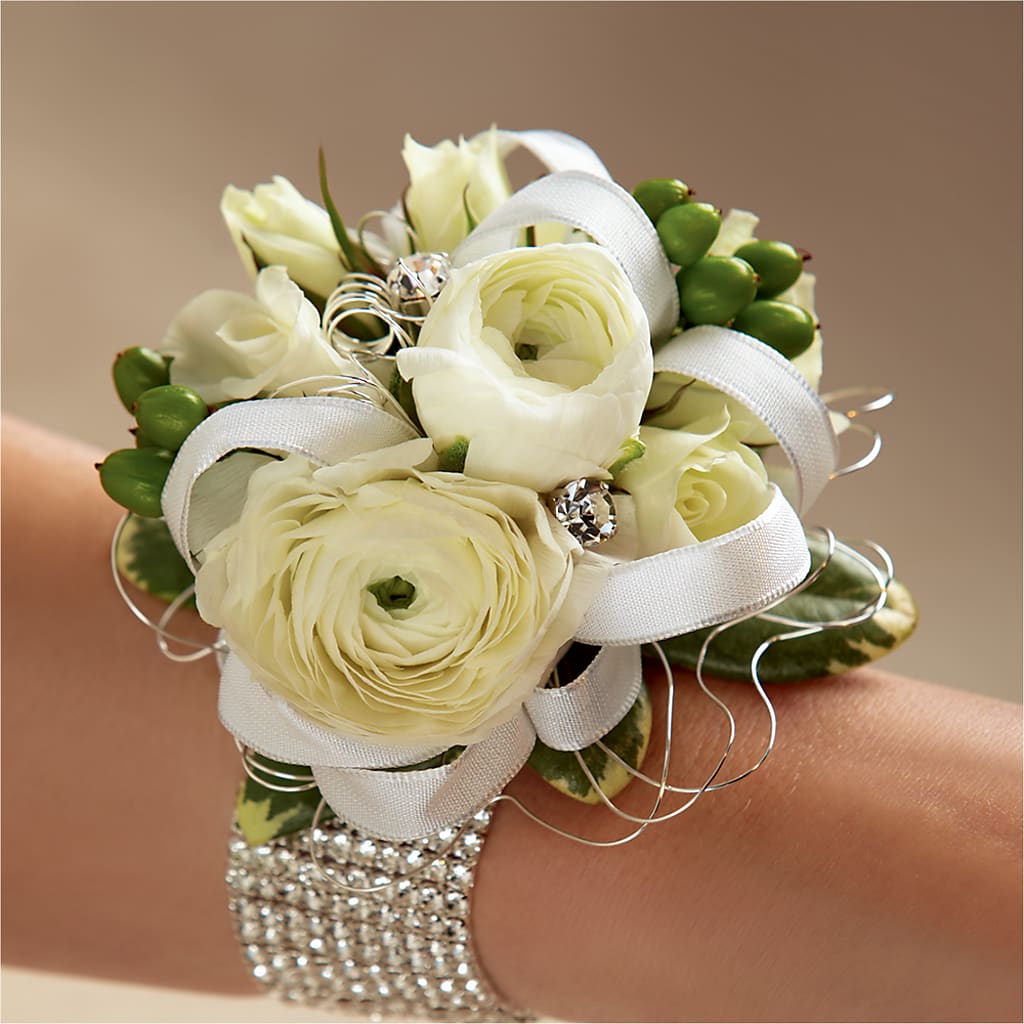 White Wedding Corsage – VERL'S CREATION FLORIST, Dallas TX