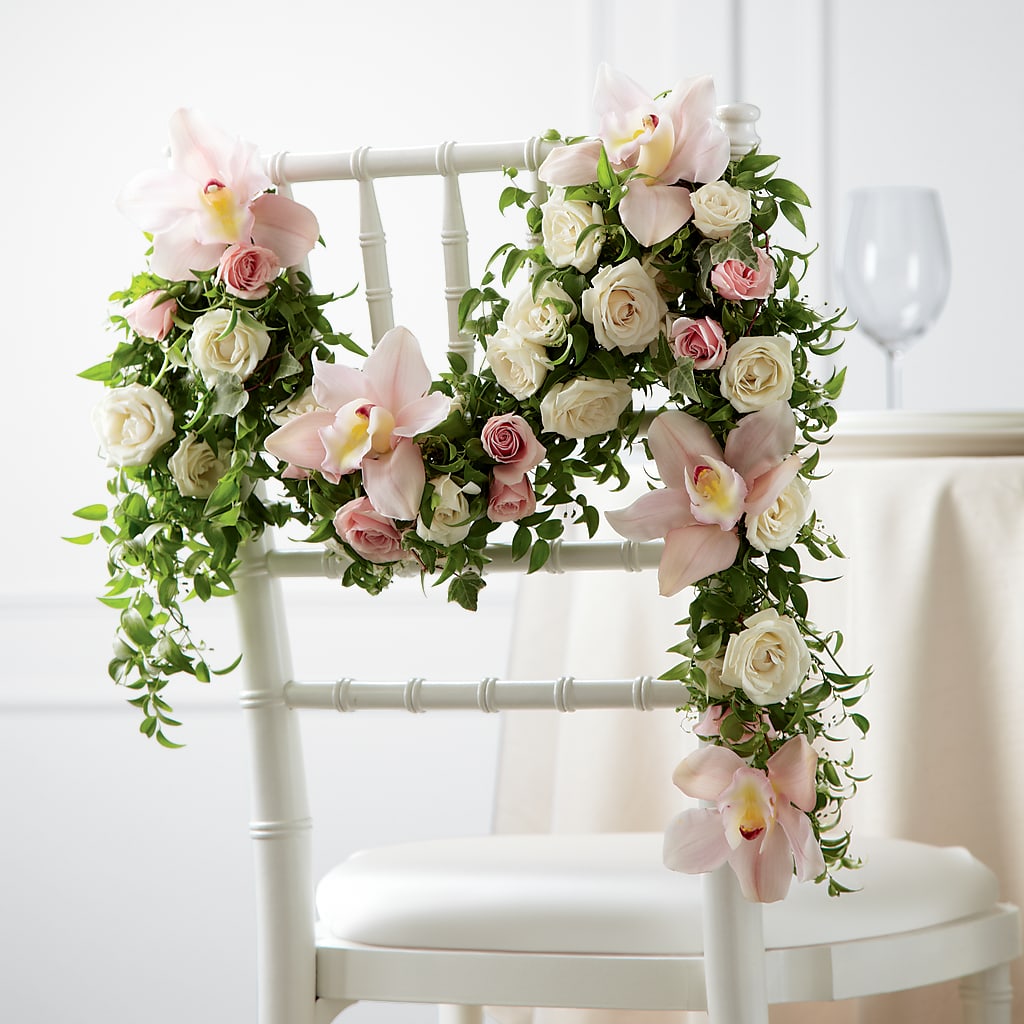 Orchid Rose Chair Décor – VERL'S CREATION FLORIST, Dallas TX
