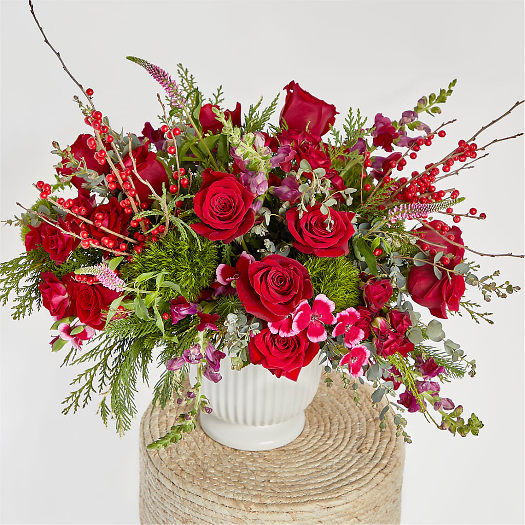 Big Red Bow Bouquet – VERL'S CREATION FLORIST, Dallas TX