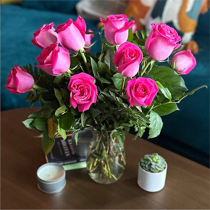 Long Stem Pink Rose Bouquet – VERL'S CREATION FLORIST, Dallas TX