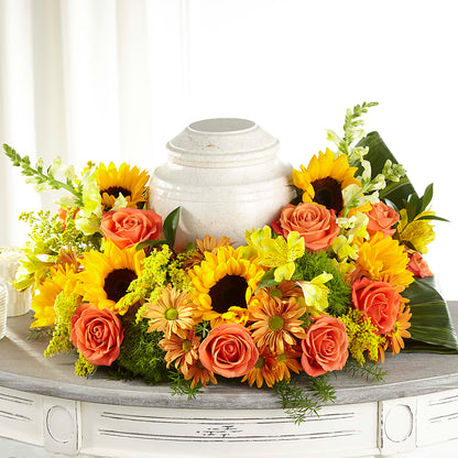 Faithful Sunflower Cremation Adornment – VERL'S CREATION FLORIST, Dallas TX