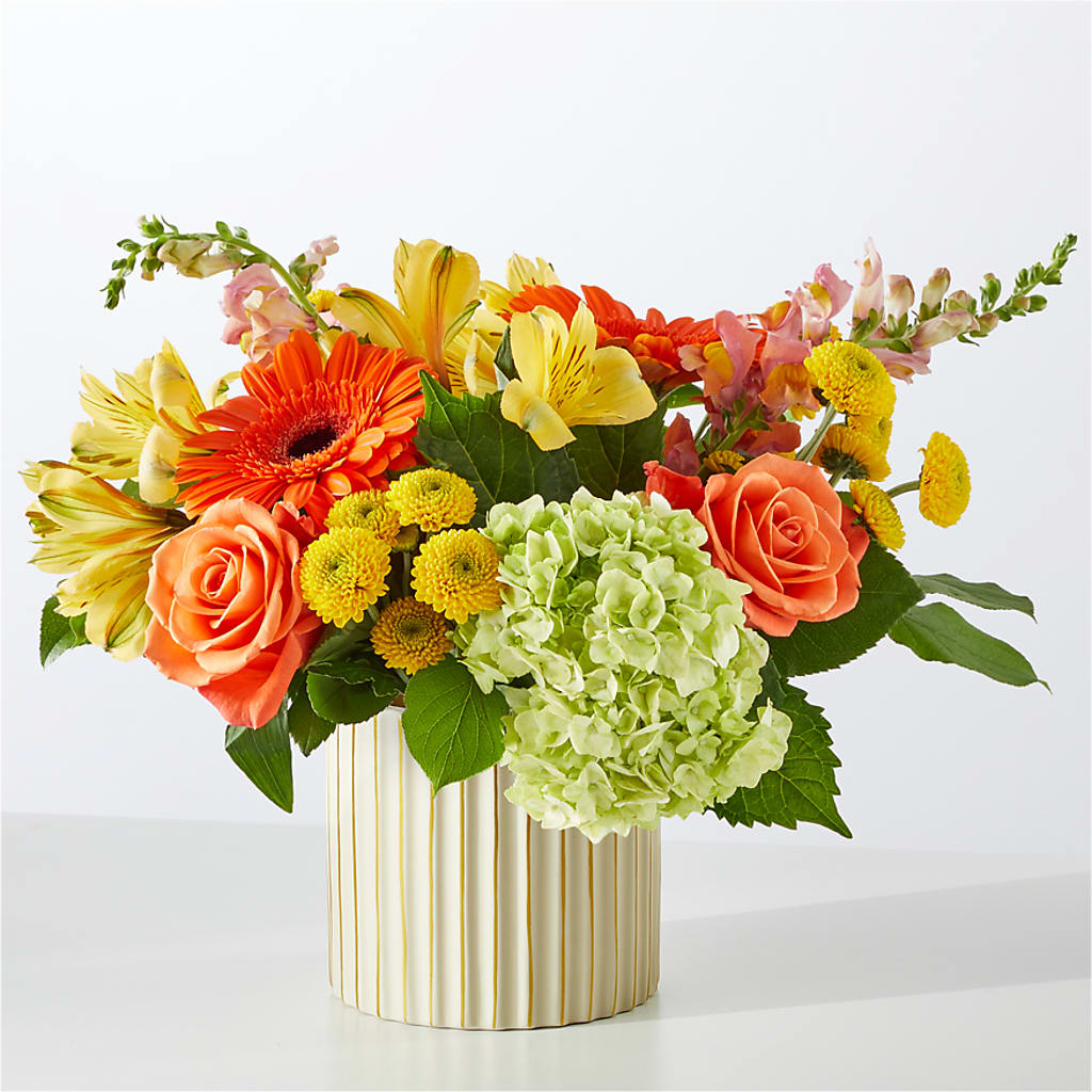 Autumn Sunshine Bouquet with Ivory Vase – VERL'S CREATION FLORIST, Dallas TX