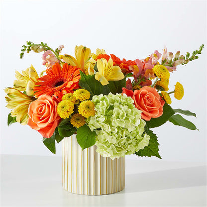 Autumn Sunshine Bouquet with Ivory Vase – VERL'S CREATION FLORIST, Dallas TX
