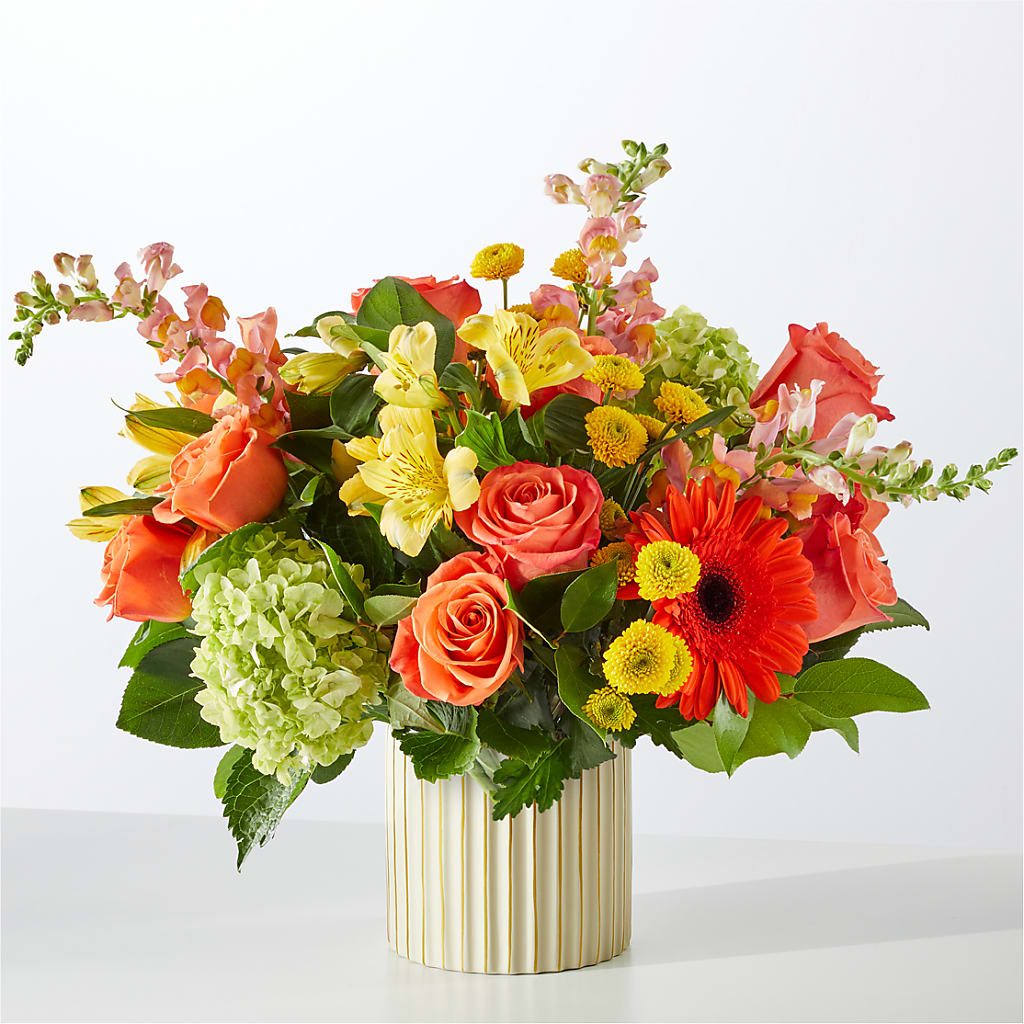Autumn Sunshine Bouquet with Ivory Vase – VERL'S CREATION FLORIST, Dallas TX