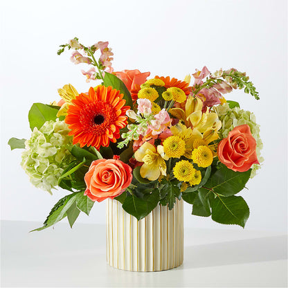 Autumn Sunshine Bouquet with Ivory Vase – VERL'S CREATION FLORIST, Dallas TX