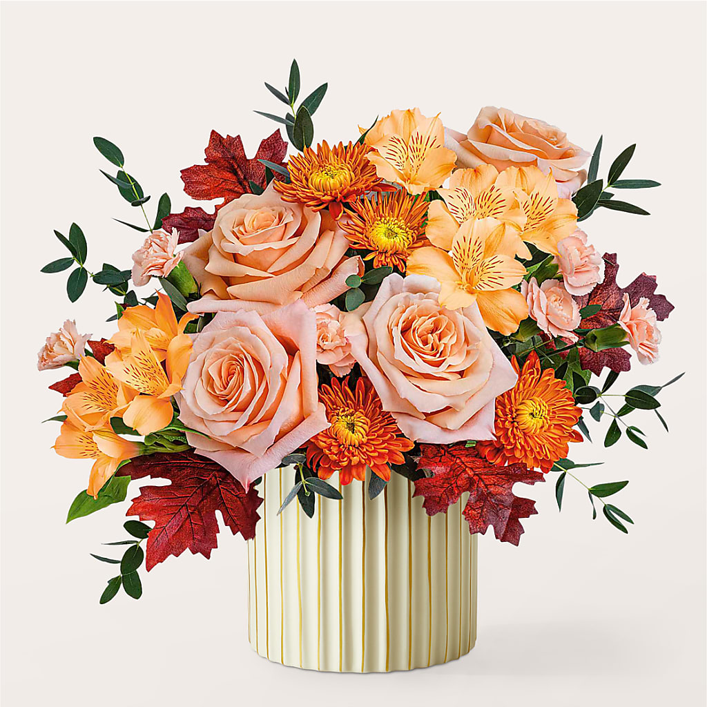 Spiced Latte Bouquet with Ivory Vase – VERL'S CREATION FLORIST, Dallas TX