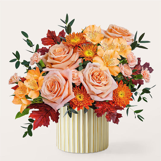 Spiced Latte Bouquet with Ivory Vase – VERL'S CREATION FLORIST, Dallas TX
