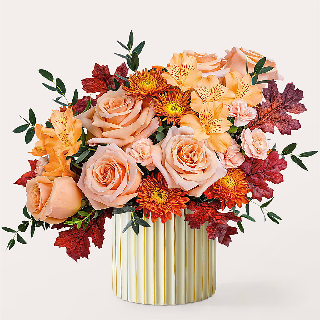 Spiced Latte Bouquet with Ivory Vase – VERL'S CREATION FLORIST, Dallas TX