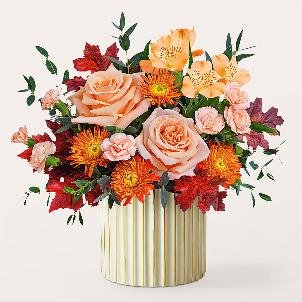 Spiced Latte Bouquet with Ivory Vase – VERL'S CREATION FLORIST, Dallas TX