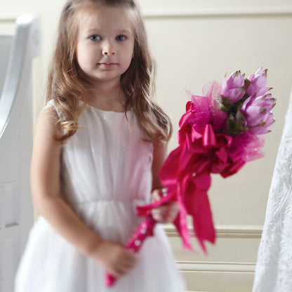 Sparkle Pink Flower Girl Bouquet – VERL'S CREATION FLORIST, Dallas TX